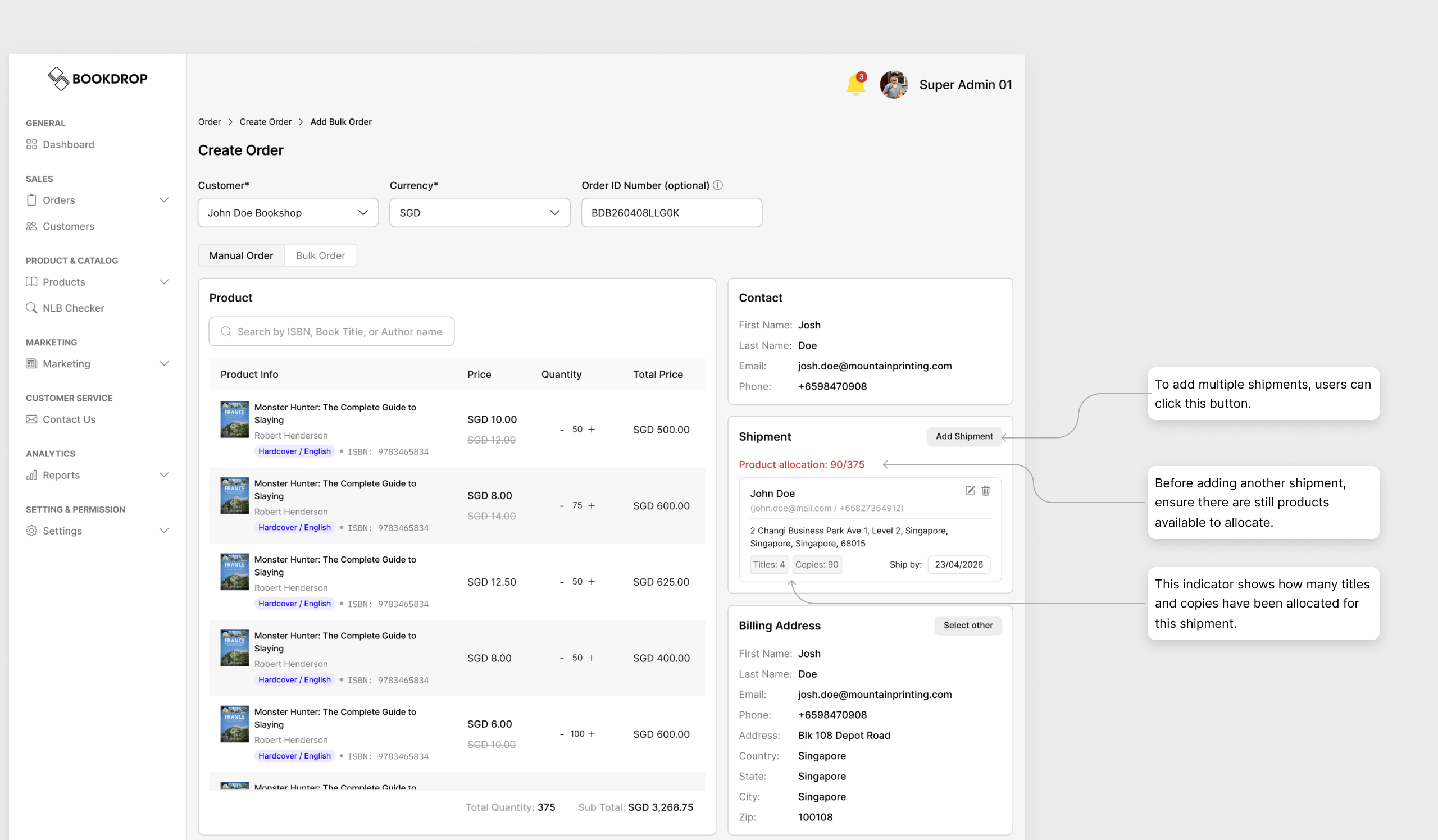 Bookdrop multi-shipment allocation overview