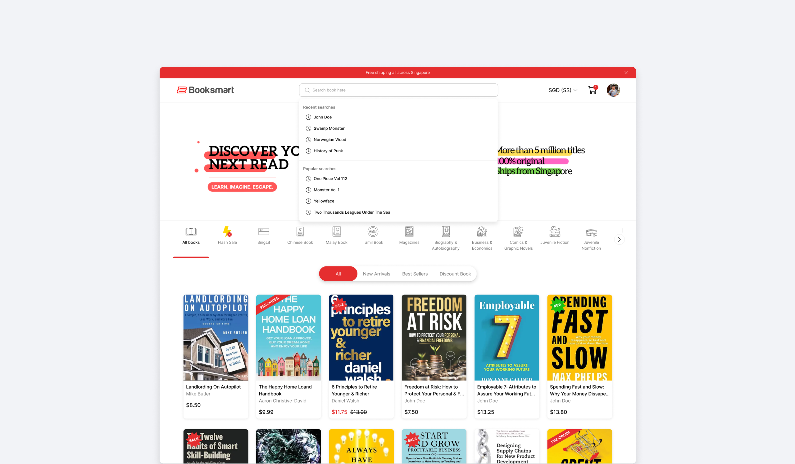 Booksmart search zero-state suggestions