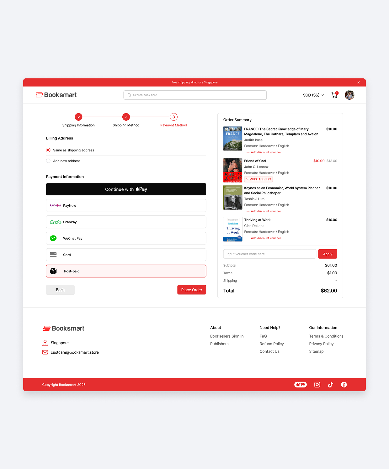 Booksmart checkout step 3 payment method
