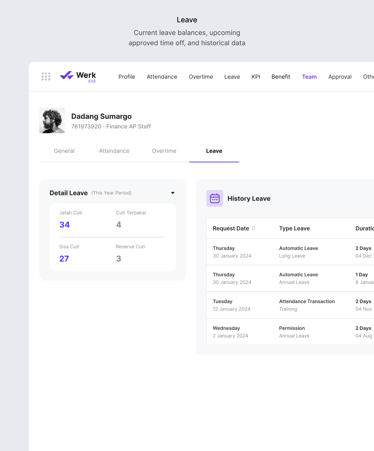 ESS segmented employee profile tab 4